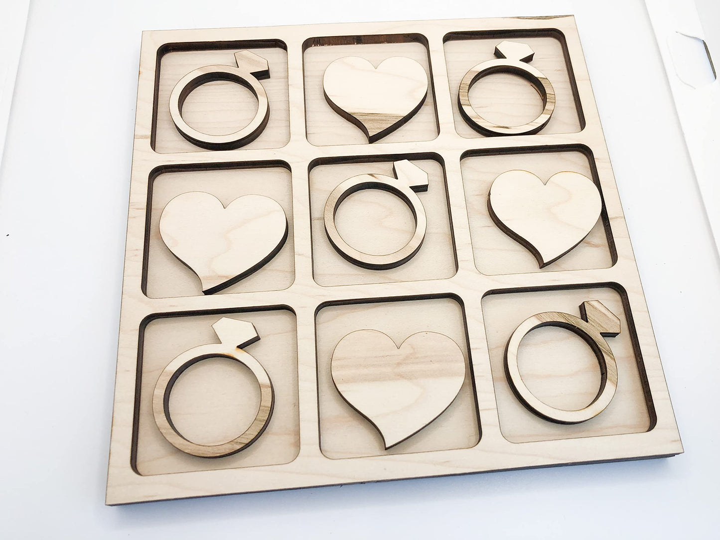 Wedding Themed Tic Tac Toe Board Game, 5X5 Inches Unfinished Wood Diy Painting Craft Kit For Kids With Wooden Avtrboutique Valen