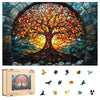 Qiuenisray Wooden Puzzles for mature-themeds Mosaic Tree of Life Jigsaw Puzzles 200pcs Unique Shape mature-themed Puzzles Irregular Creative Gift for Family Game (10.9 * 7.3 in)
