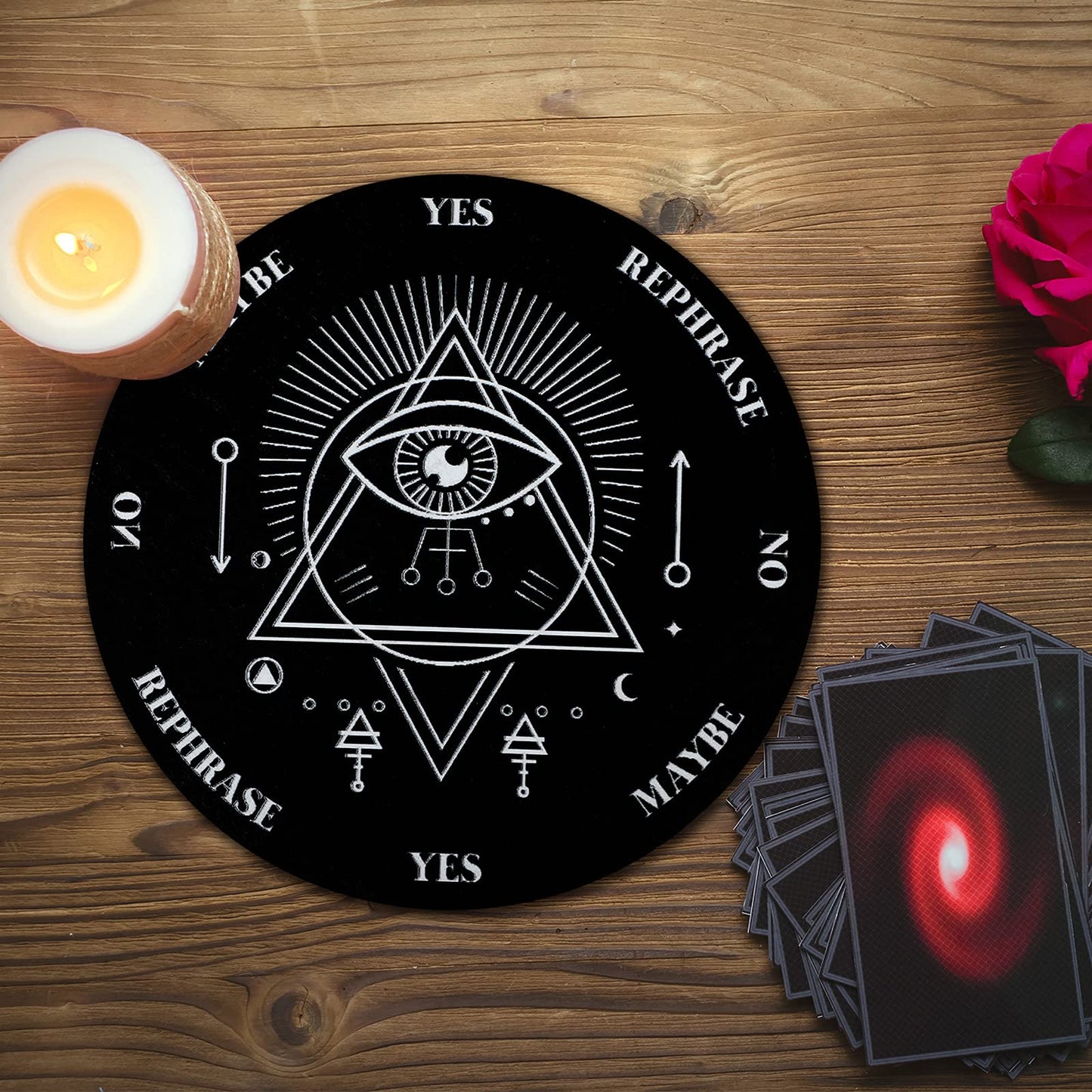 Jetec Wooden Pendulum Board Dowsing Divination Pendulum Witchcraft Altar Supplies With Crystal Necklace And Wooden Pendulum Boar