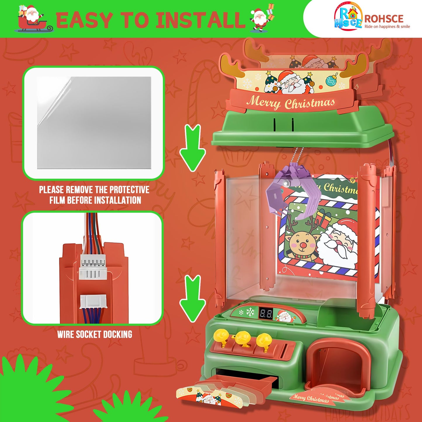 Rohsce Claw Machine For Kids, Mini Vending Machines Arcade Claw Game Prizes Toy, Indoor Electronic Cool Fun Toys For Girls Birth