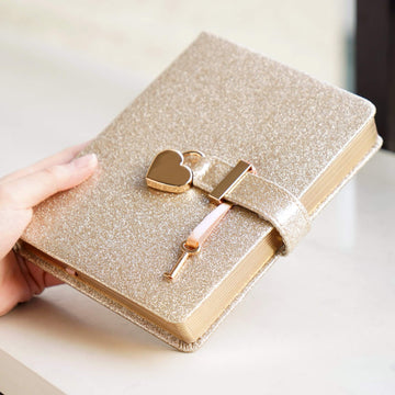 Cagie Diary With Lock And Key For Girls Ages 8-12 Journal With Lock 296 Gold Edged Pages Heart-Shaped Locked Journal For Women T