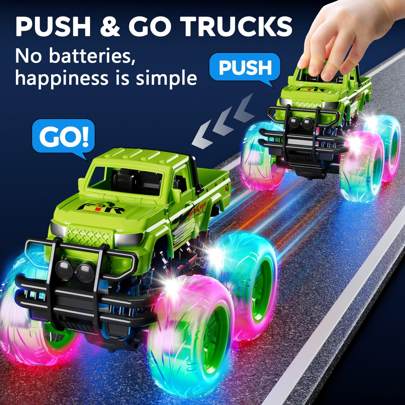 iValea Monster Trucks Toys for Toddlers Boys: Light-up Wheels for Kids Age 2-4 Years Old,Toy Car for Kid Ages 3-5,Boy Cars to 3-