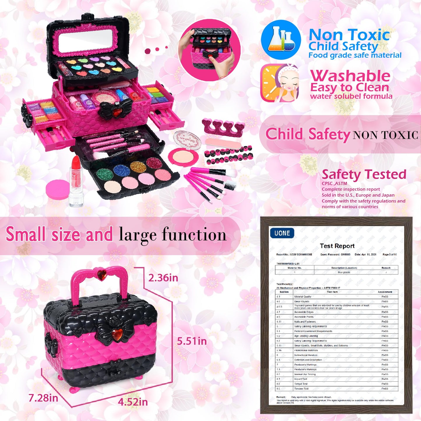 Kids Makeup Kit for Girl - 57 PCS Kid Make Up Toys,Little Girls Real Play Toddler Toy,Washable Safe & Non-Toxic Princess Childre