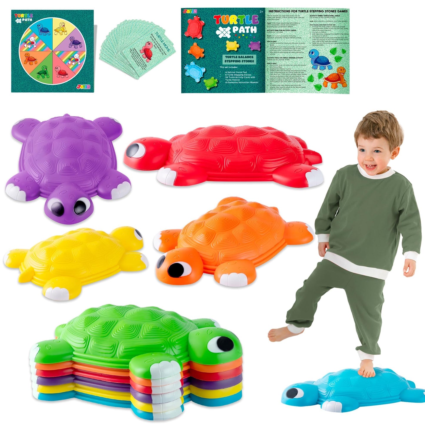 Joyin Turtle Balance Stepping Stones, 6 Pcs Kids Turtle Jumping Stones Steps Stones Up To 265 Ibs, Toddler Obstacle Course Coordination Game Toys For Ages 3 Years And Up Indoor Or Outdoor Play