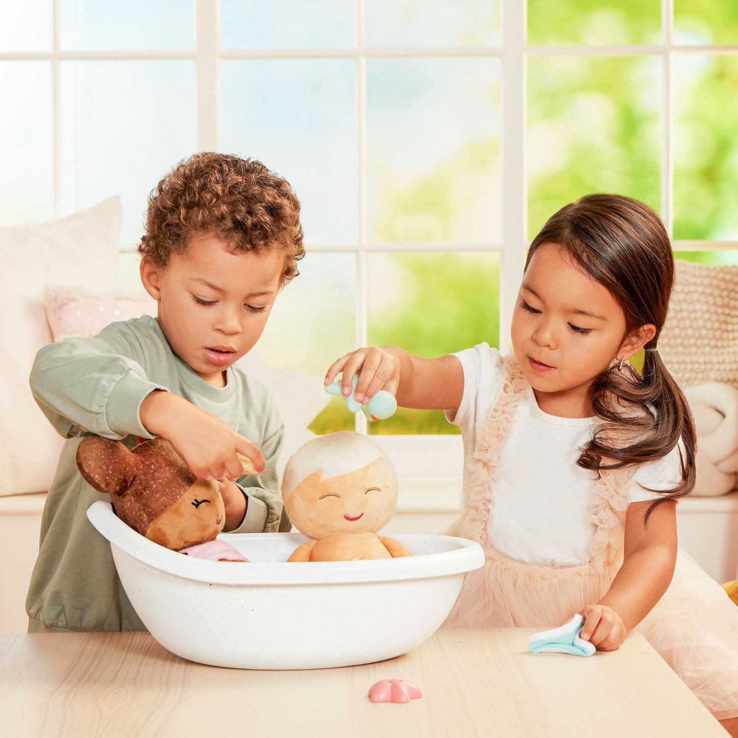 LullaBaby 14-inch Water-Safe Bath Doll, Fair Skin Tone & Blonde Hair, Toddler Bath Toys with Towel & Ducky, Ages 2 & Up