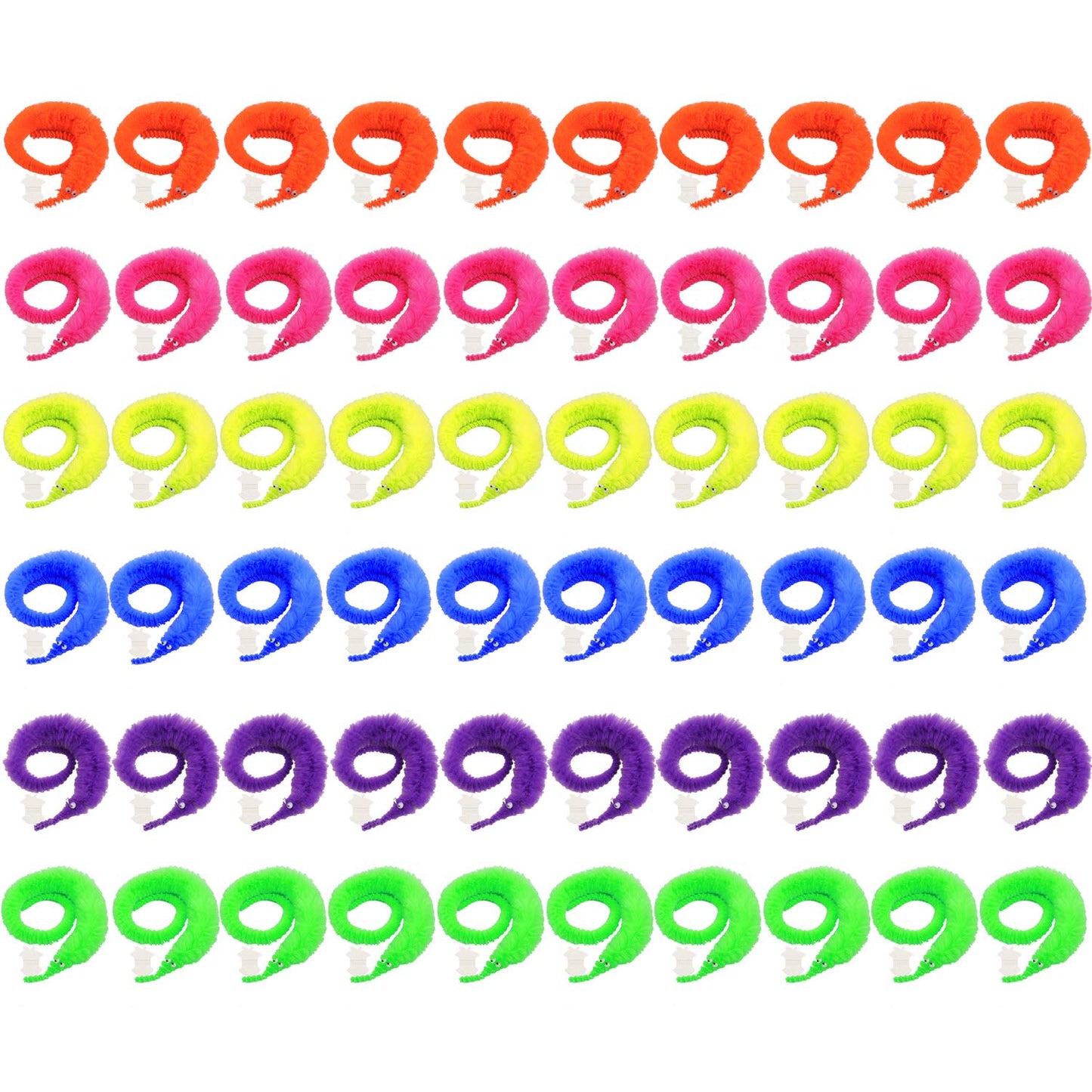 Onest 60 Pieces Magic Worm Toys Wiggly Twisty Fuzzy Worm Toys Carnival Party Favors, 6 Colors