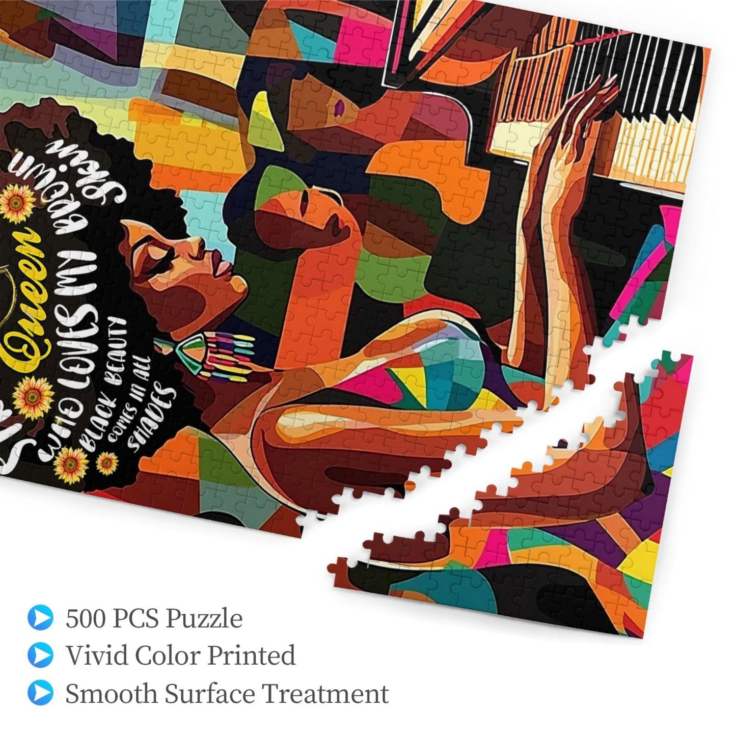 African American Jigsaw Puzzles for Adults 500 Pieces Abstract Black Women Puzzle Black Queen Playing The Piano Wooden Puzzle fo