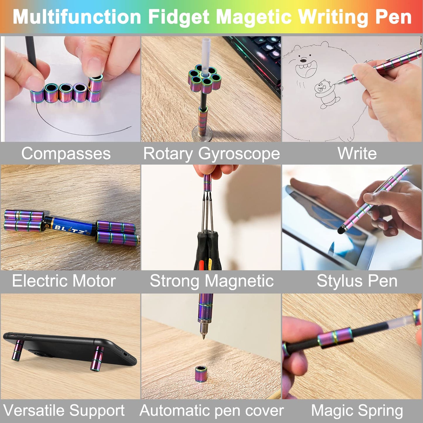 Moonhua Magnetic Pen Fidget Toy, Gold Magnet Metal Writing Pen Toy For Anxiety Relief, Diy Multifunctional Decompression Pen For Kids Adults, Idea Gift For Christmas Classroom Teens Party Supplies