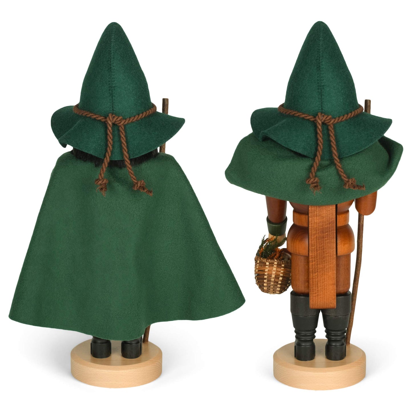 Forest Green Man with Basket 16 x 6 Wood Decorative Tabletop Figurine