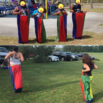 CWLAKON Outdoor Games Potato Sack Race Bags for Kids mature-themeds Egg Spoon Relay Race 3 Legged Race Bands Birthday Party Field Day Family Reunion Carnival Outside Yard Lawn Easter Games