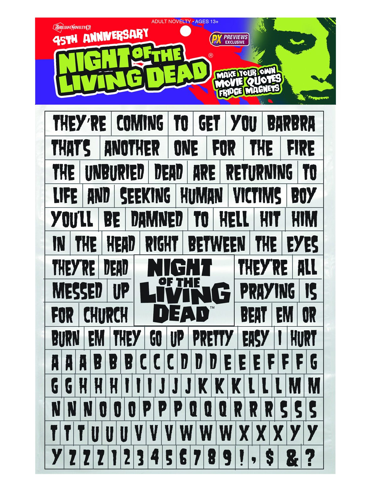 Spherewerx Night Of The Living Dead Word Puzzle Magnet Set