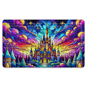 Wizcraft Gaming Paramint Lorcana Stained Glass Castle (Stitched) - Lorcana Playmat - Lorcana Mat, Lorcana Game Mat - Non-Slip Ru
