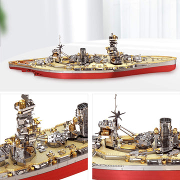 Piececool 3D Metal Puzzle Warship Model Kits, Fuso Battleship Military Watercraft Model Building Kits For Adults, Diy 3D Brain Teaser Puzzle Toys For Famliy Time, Great Gift-330 Pcs