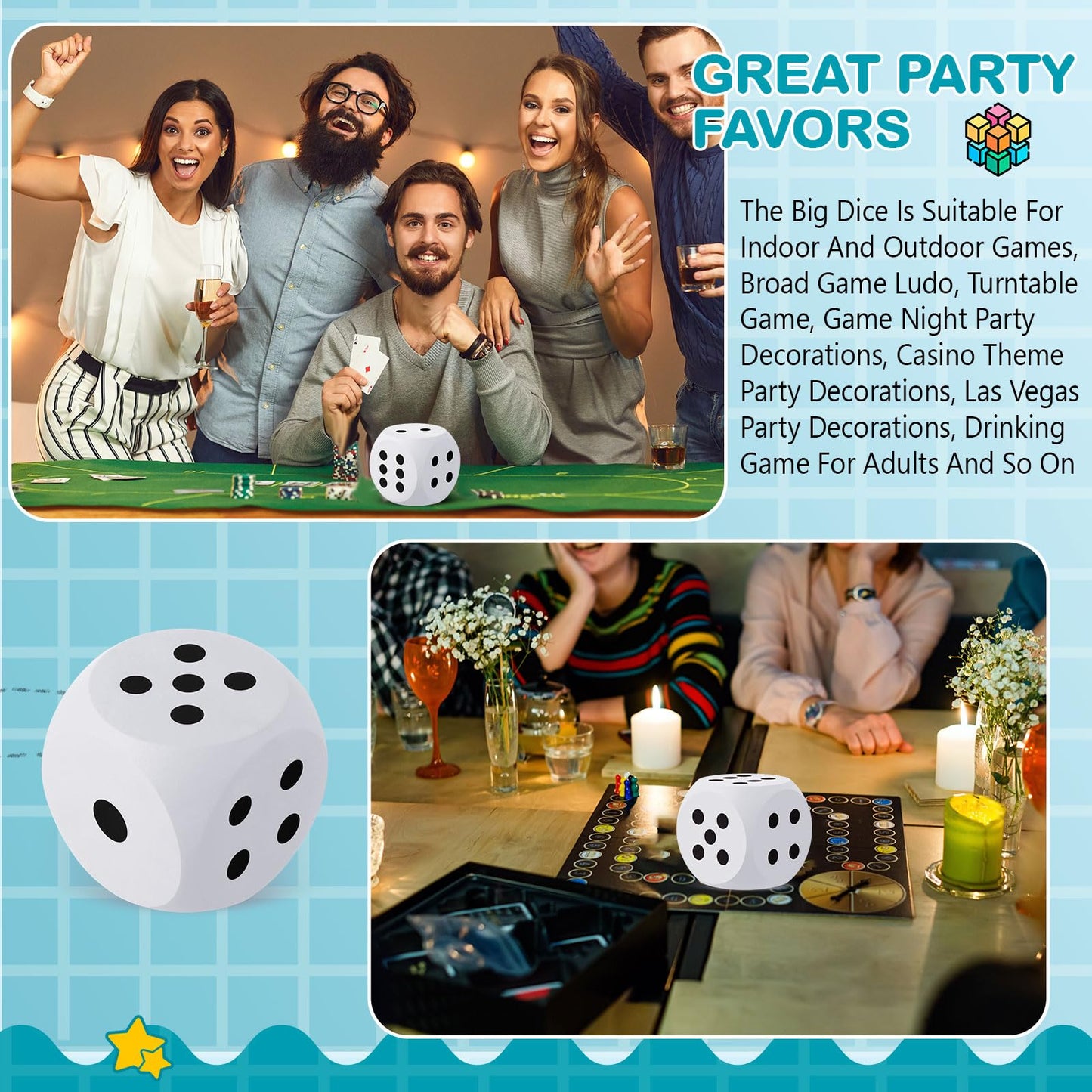 Shappy 3 Inches Foam Dice Fun Filled Large Educational Toy Kawaii Giant Decorative Eva Foam Jumbo Dice Big Square Building Block