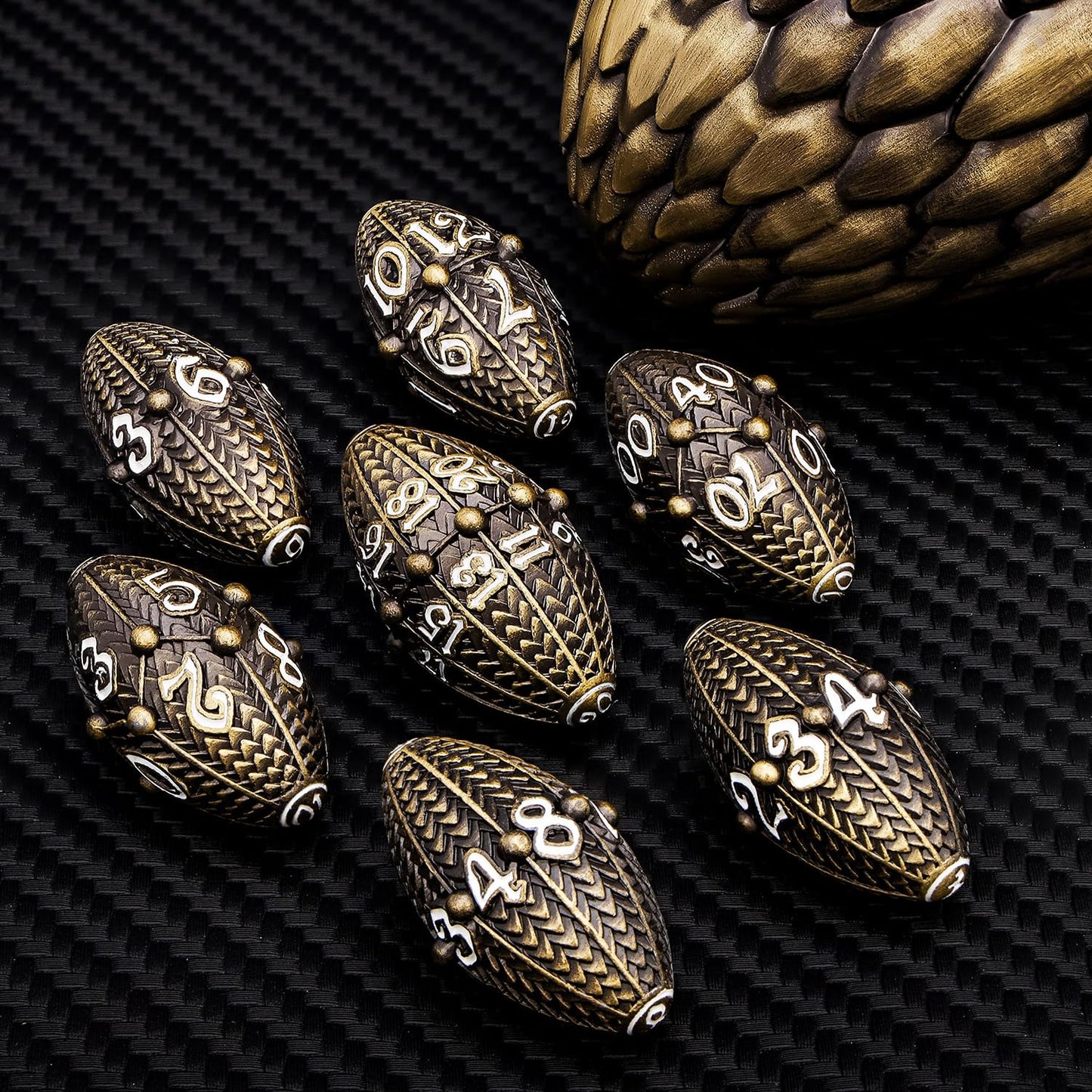 ARUOHHA DND Metal Dice Bronze Dragon Egg Dice with Rotating Dragon Egg Shell, Dungeons and Dragons Role Playing Game RPG D&D Dic