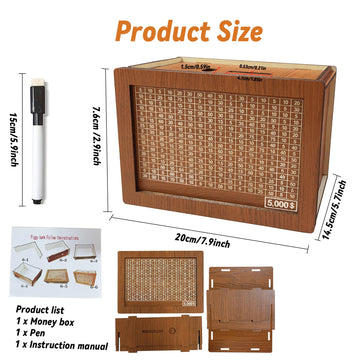 Money Box With Counter, Retro Reusable Wooden Money Box Money Jar Coin Cash Box Piggy Bank With Numbers Ticks For Adults And Chi