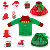 11 Pcs Christmas Elf Doll Clothes Accessories Include Green Red Sweater Skirts Attachable Santa Decals Christmas Elf Doll Outfit Clothes Gift For Xmas Holiday Decorations