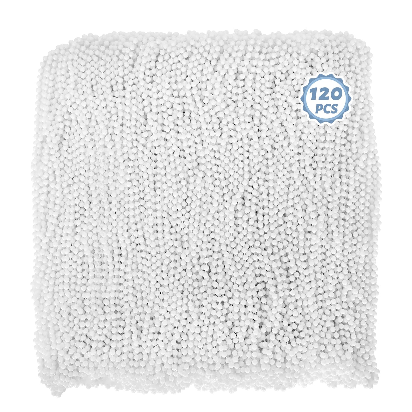 Mardi Gras Beads, 120Pcs Bead Necklace, 33'' White Mardi Gras Beads Bulk, Mardi Gras Accessories, Party Costume Beads Parade Thr