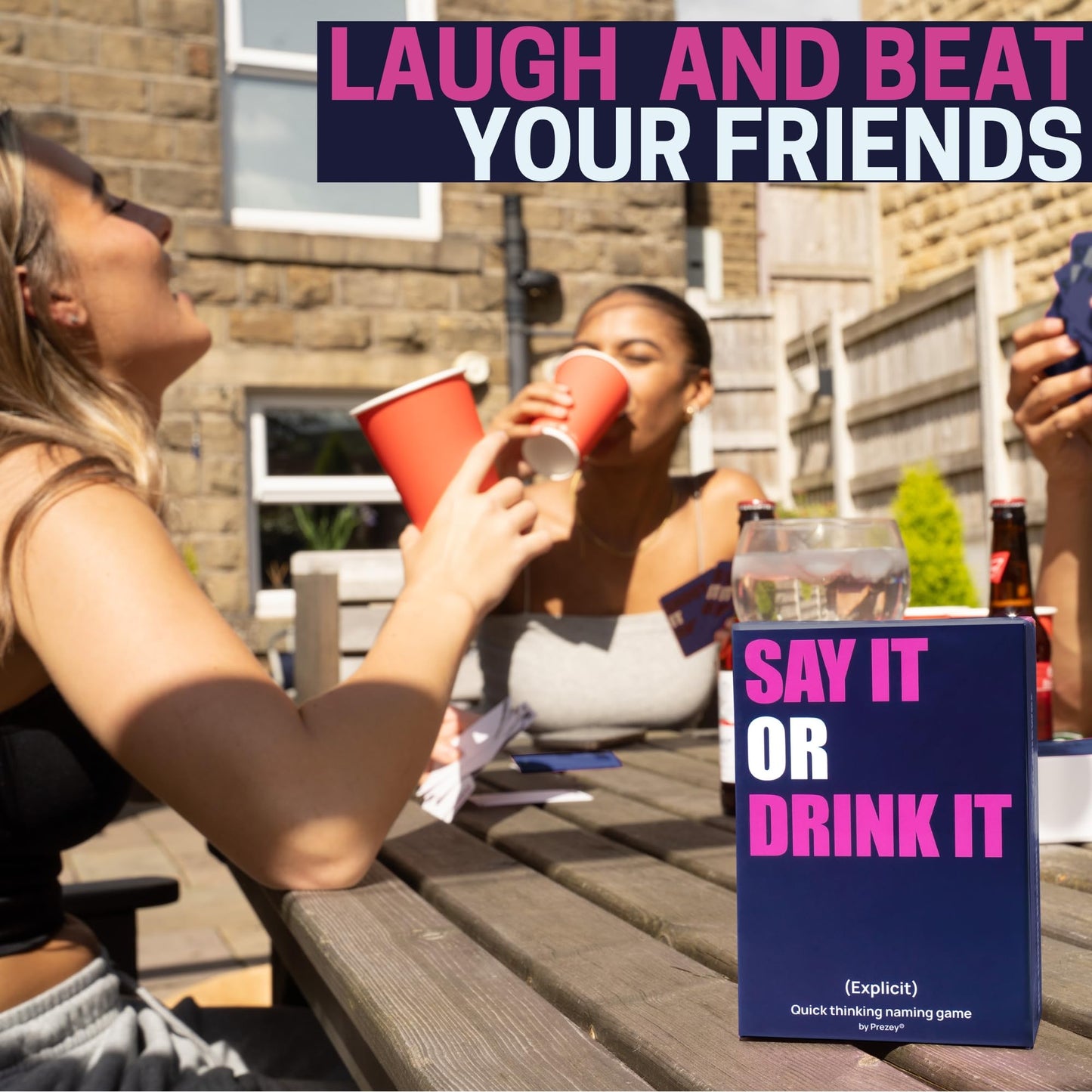 Prezey Say It Or Drink It - Category Card Games For Adults With 250 Hilarious Cards | White Elephant Gifts For Adults, Drinking