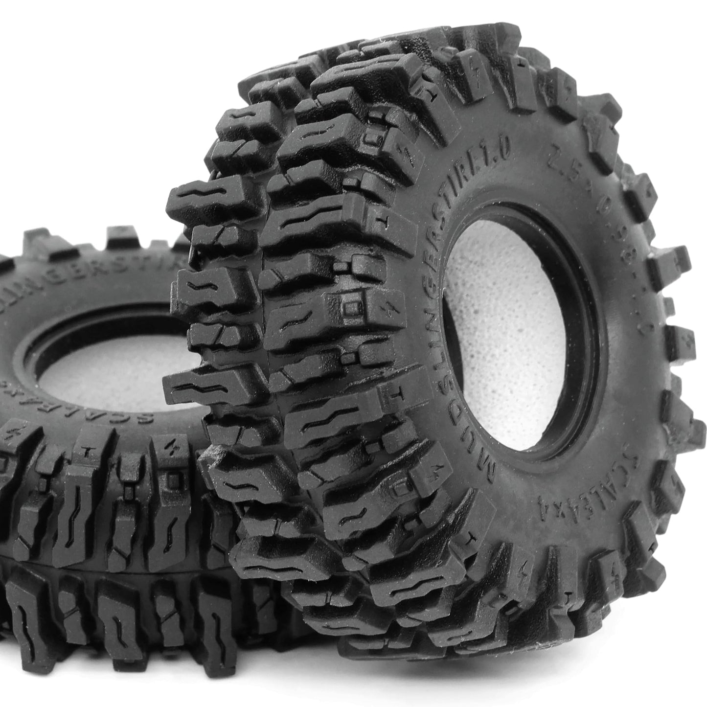 HOBBYSOUL 1.0 Mud Slingers Tires 64 * 25mm Super Soft Sticky 1.0 Crawler Tires for RC 1/24 AX24 SCX24 FCX24 1/18 TRX4M Upgrade