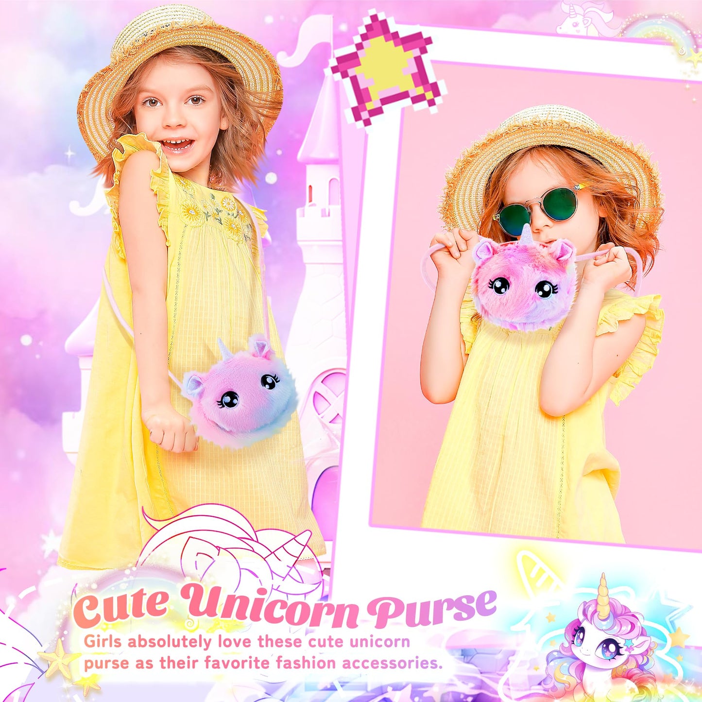 18Pcs Unicorns Gifts For Girls Kids Toys 3 4 5 6 7 8 9 10 Years Old With Diary/Light Up Plush Star Pillow/ Water Bottle/Eye Mask/Crossbody Bag/Headband Teen Girl Birthday Christmas Unicorn Toy