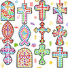 WinnerWhy 36 Sets Religious Suncatchers Crafts DIY Christian Cross Window Art Kits Religious Cross Gem Diamond Art Craft with Ge