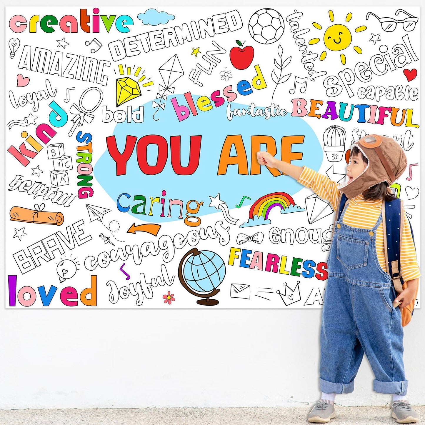 Naozinebi Positive Coloring Poster For Kids Giant You Are Coloring Poster Large Positive Affirmations Coloring Tablecloth Jumbo