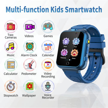 Hewitto Smart Watch For Kids - Kids Smart Watch Boys Christmas Birthday Gifts With 2 Camera 24 Games Pedometer Music Player Alar