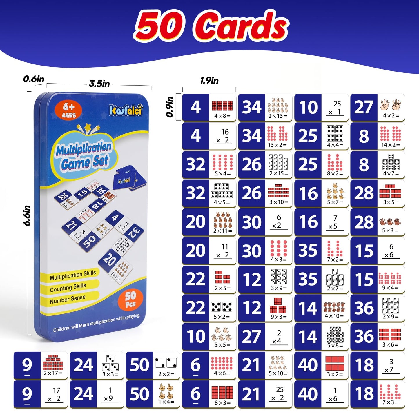 Kasfalci Multiplication Dominoes Set,Math Manipulatives Games For Kids,Counting Toy,Learning Games,Preschool Learning Activities