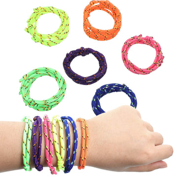 WILLBOND 216 Neon Friendship Bracelets Bulk for Kids Birthday Classroom Student Gift Adjustable Paracord Bracelets Rope Woven Ne