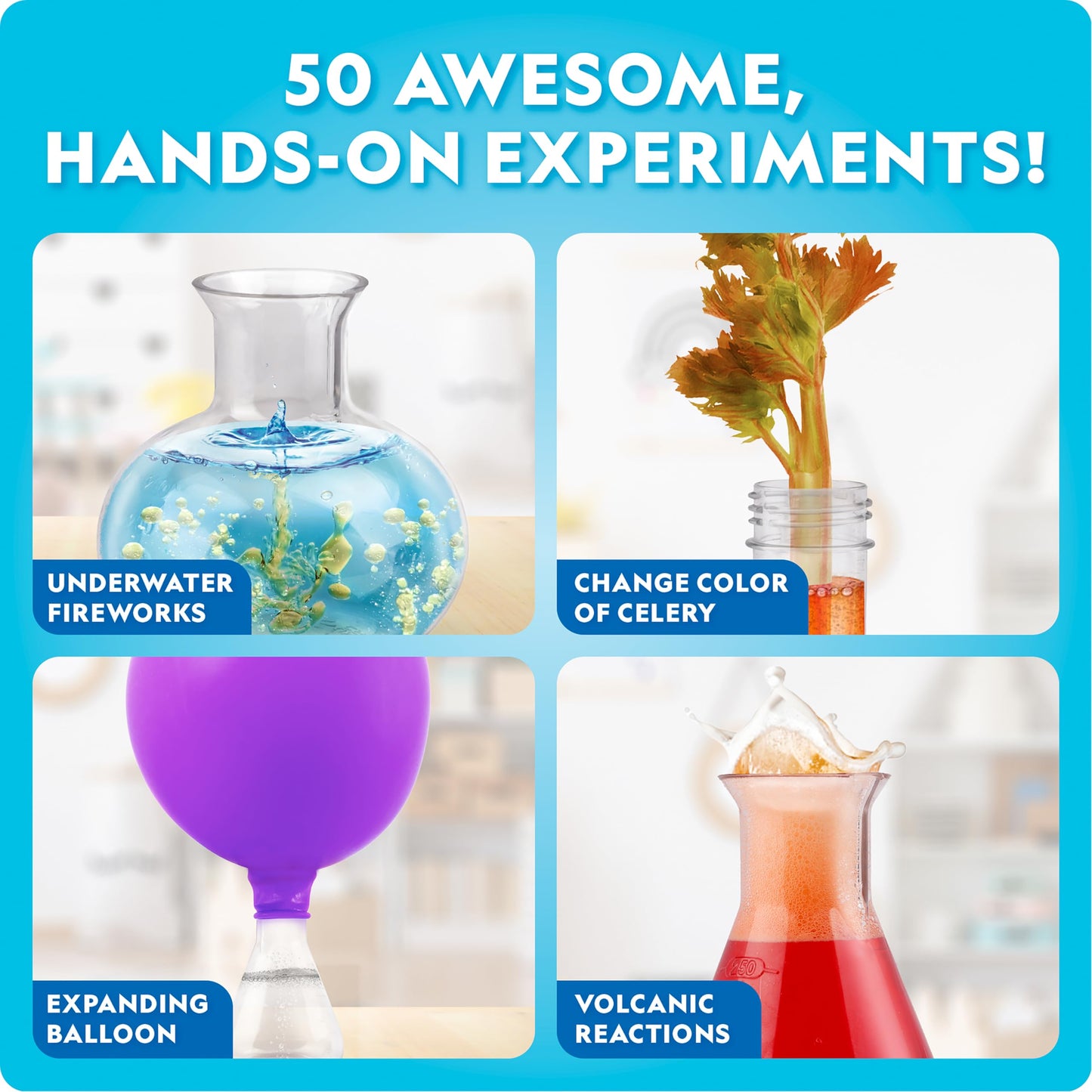 National Geographic Kids Junior Chemistry Set - Complete Early Learning Lab Kit With 50 Science Experiments For Kids And 20+ Lab