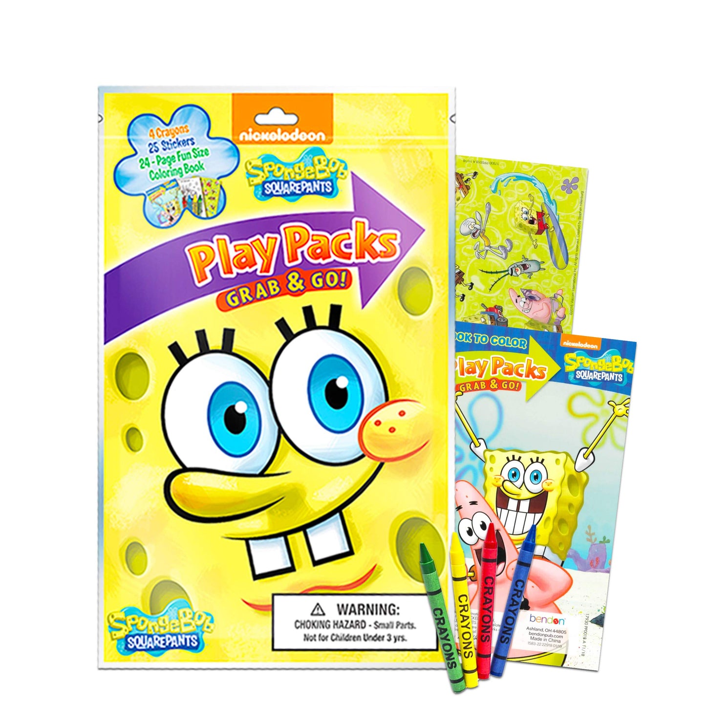 Nickelodeon Spongebob Squarepants Coloring Book Set - 7 Piece Multicolor Activity Pack with Crayons, Stickers, and Magic Pen