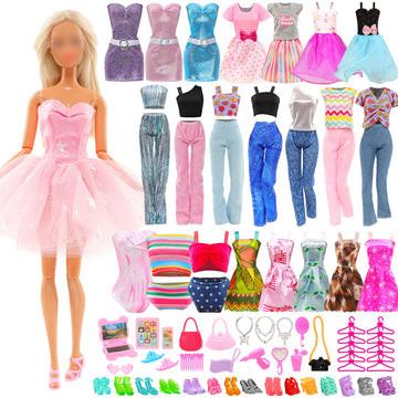 Enocht 51 Pcs Doll Clothes And Accessories Including Fashion Dresses, Tops And Pants Outfits, Party Dresses, Swimsuits Bikini 38