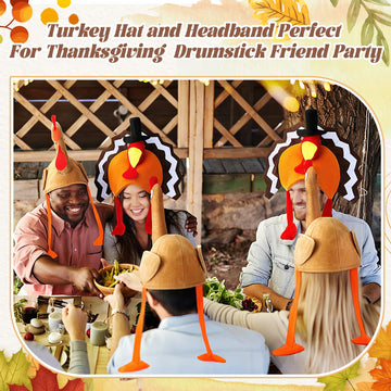 Hanaive 10 Pieces Thanksgiving Turkey Hats Bulk Turkey Hats for Dress-up Party Plush Trot Hat Party Supplies(Creative Style)