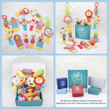 Bloobloomax Wrist Rattles Foot Finder Rattle Sock Baby Toy, Hanging Rattle Toy, Hand Bracelet Rattle, Feet Leg Ankle Socks, Activity Rattle Present Gift For Newborn Infant Babies Boy Girl(12 Pcs-H)