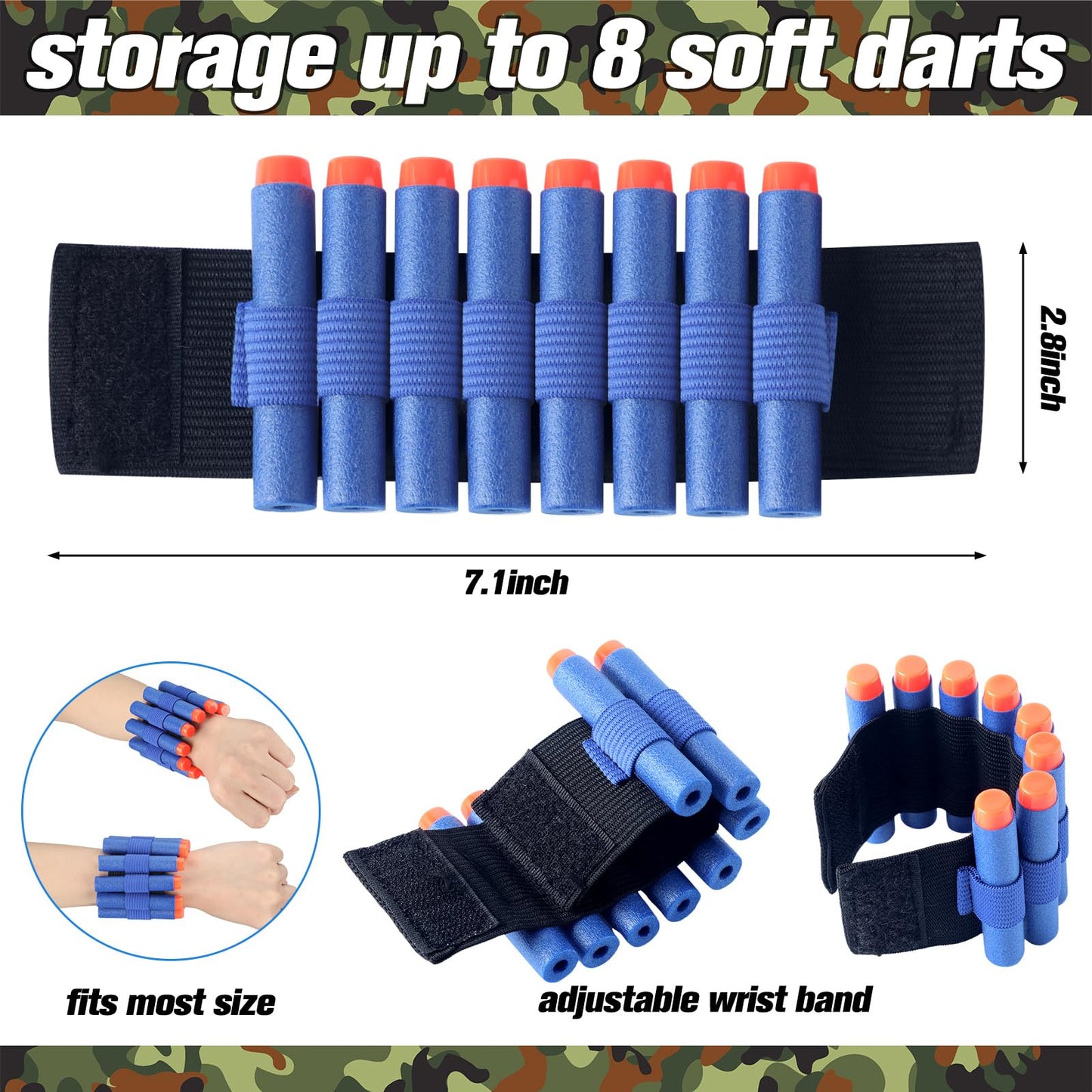 Sosation 8 Sets Tactical Vest Kit Compatible With Nerf Party Favor, Face Mask Wrist Ammo Holder Toy Gift