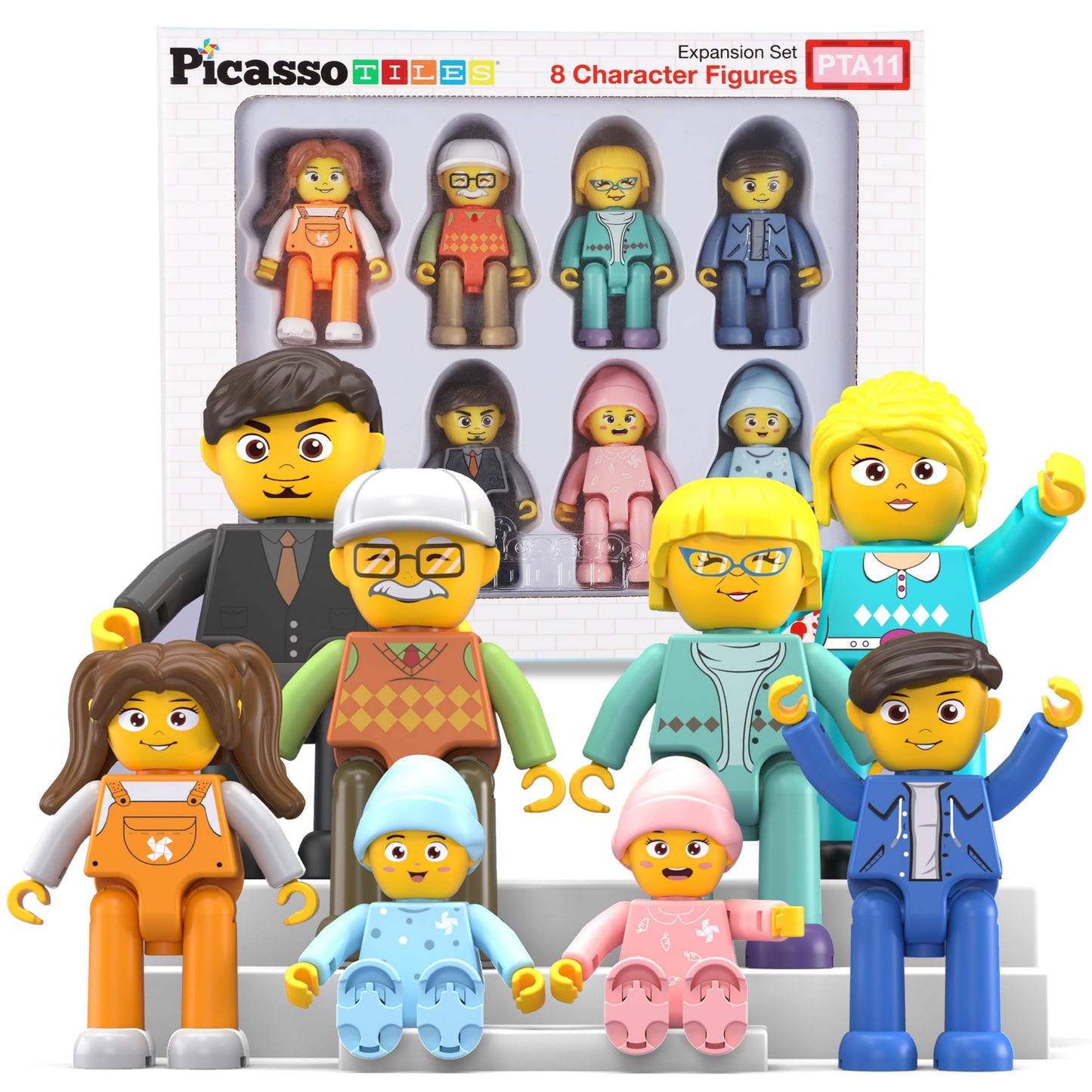 Picasso Toys Magnetic Action Figures 8 Piece Family Character For Construction Building Block Tiles Toddler Toy Set Magnet Expan