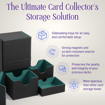 Infinity Vault enhanced Commander Deck Box - MTG Deck Box for 200+ Double Sleeved Cards - Dual Sideloading Case with Dice Tray - TCG Lorcana Magic the Gathering Organizer