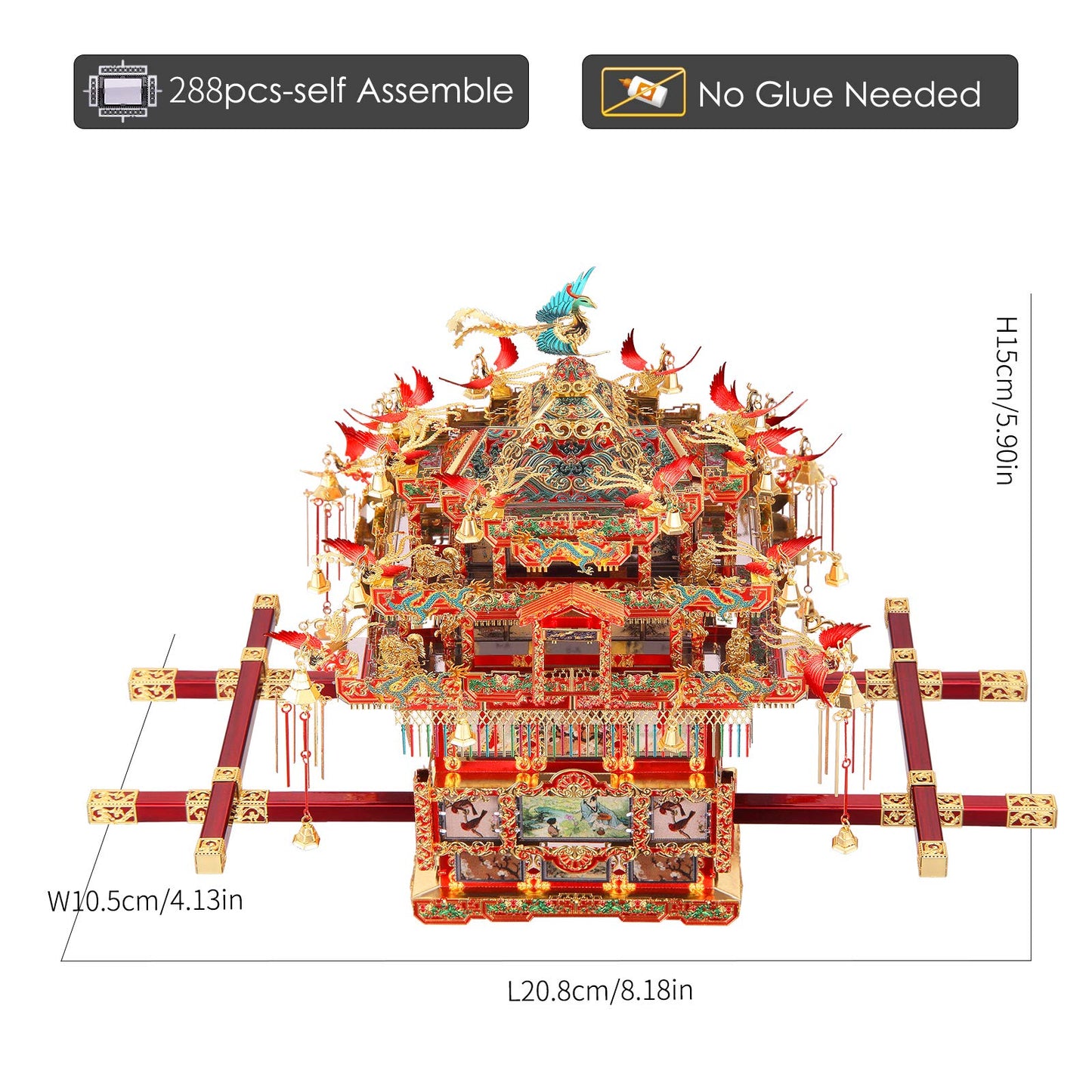 Piececool 3D Puzzles For Adults Metal Model Kits, Bridal Sedan Chair Diy 3D Metal Puzzle, Chinese Traditional Culture 3D Model B