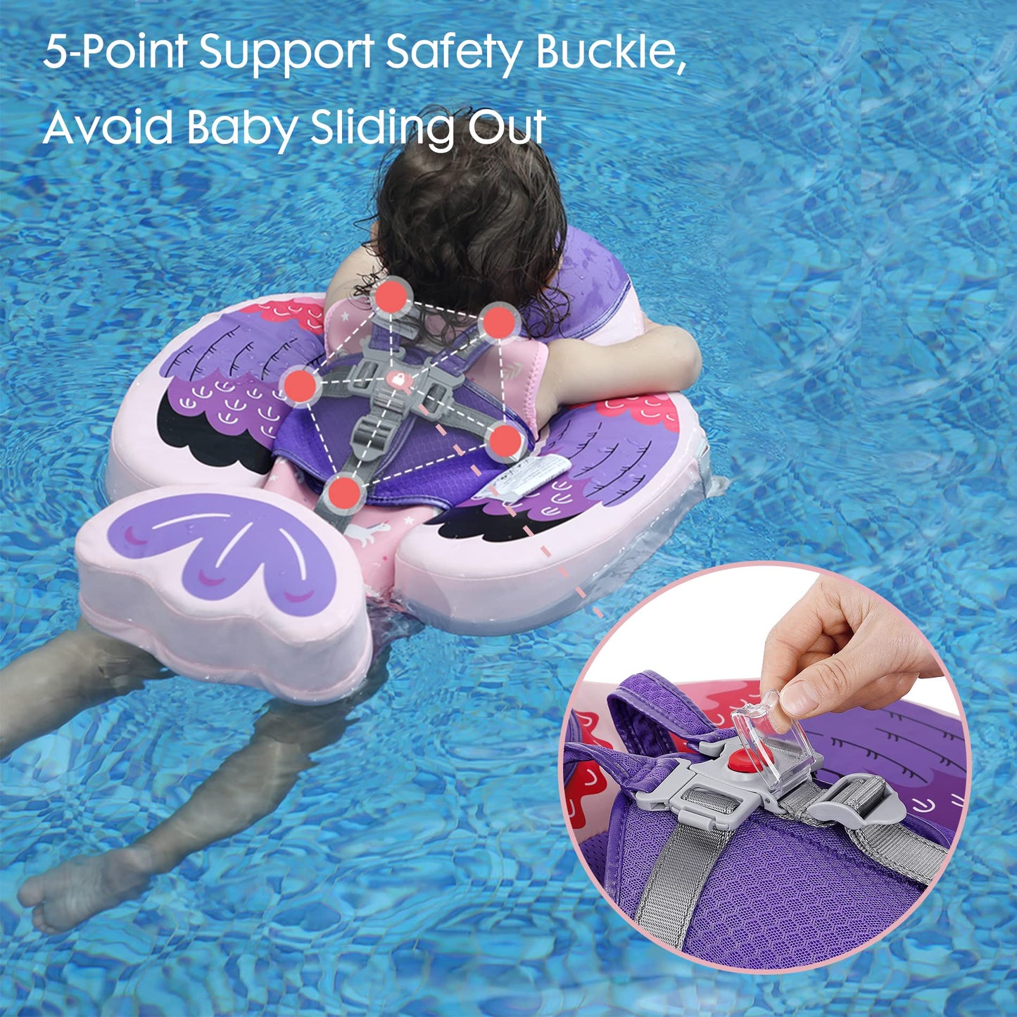 Upgraded Baby Pool Float Mambobaby Float With Canopy, Non-Inflatable Baby Floats For 3-24 Months, No Flip Over Swim Trainer For