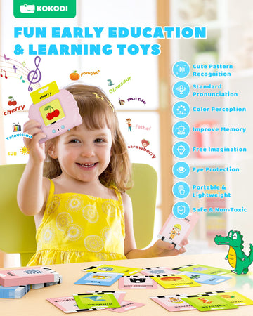 Kokodi Talking Flash Cards For Toddler Girls Toys Age 2-5, Speech Therapy Toys 224 Sight Words Speech Therapy Toys Learning Alphabet Educational Christmas Birthday Gifts For Boys Girls