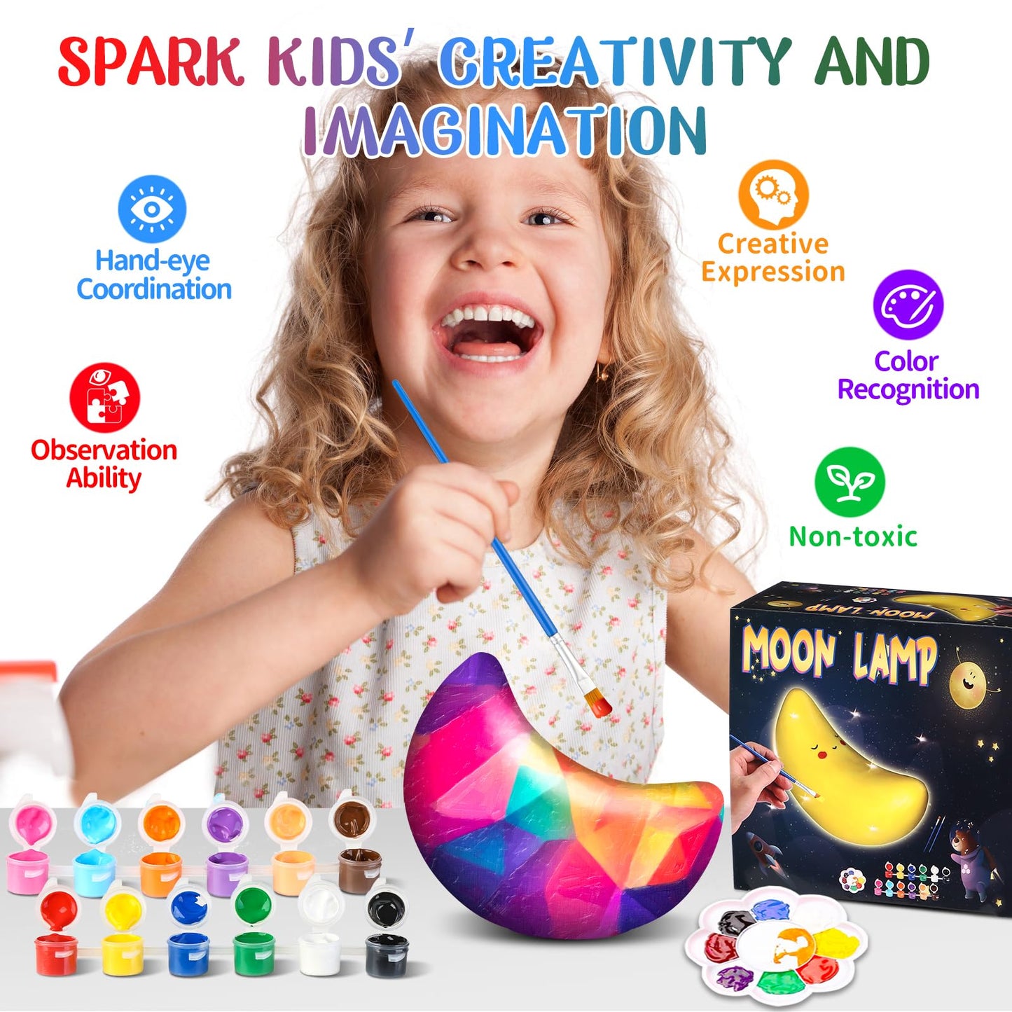 Paint Your Own Moon Lamp Kit, Diy Moon Night Light Art Toys Arts And Crafts For Kids 8-12, Creative School Classroom Craft Activities, Art Supplies Birthday Gifts For Boys Girls 3 4 5 6 7 8+ Year Old