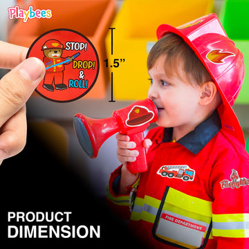 Playbees Firetruck Stickers - 2 Rolls - Kids' Party Favors, Game Prizes, Novelty Toys, Wall Decor, Scrapbooking, Girly Collectio