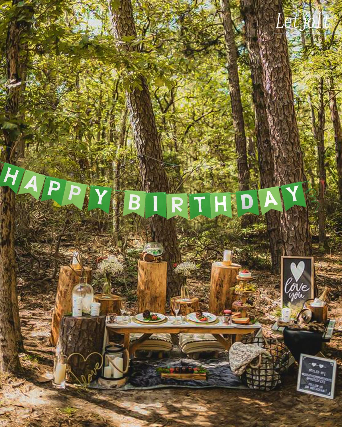 Green Happy Birthday Banner Greenery Theme Birthday Party Bunting Supplies Signs For Birthday Garland Nursery Hanging Decoration