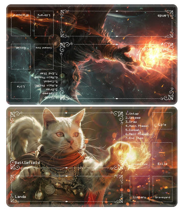 Playmat for MTG with Zones (2 Pack), Card Game Mat Non-Slip Rubber Base and Stitched, 24 x 14 inch TCG Play Mat for MTG and Othe