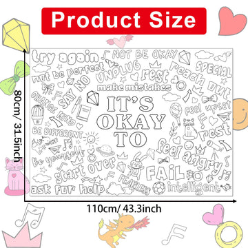 Positive Affirmations Coloring Poster For Kids Giant Huge Inspirational Coloring Tablecloth Large Positive Coloring Books Jumbo