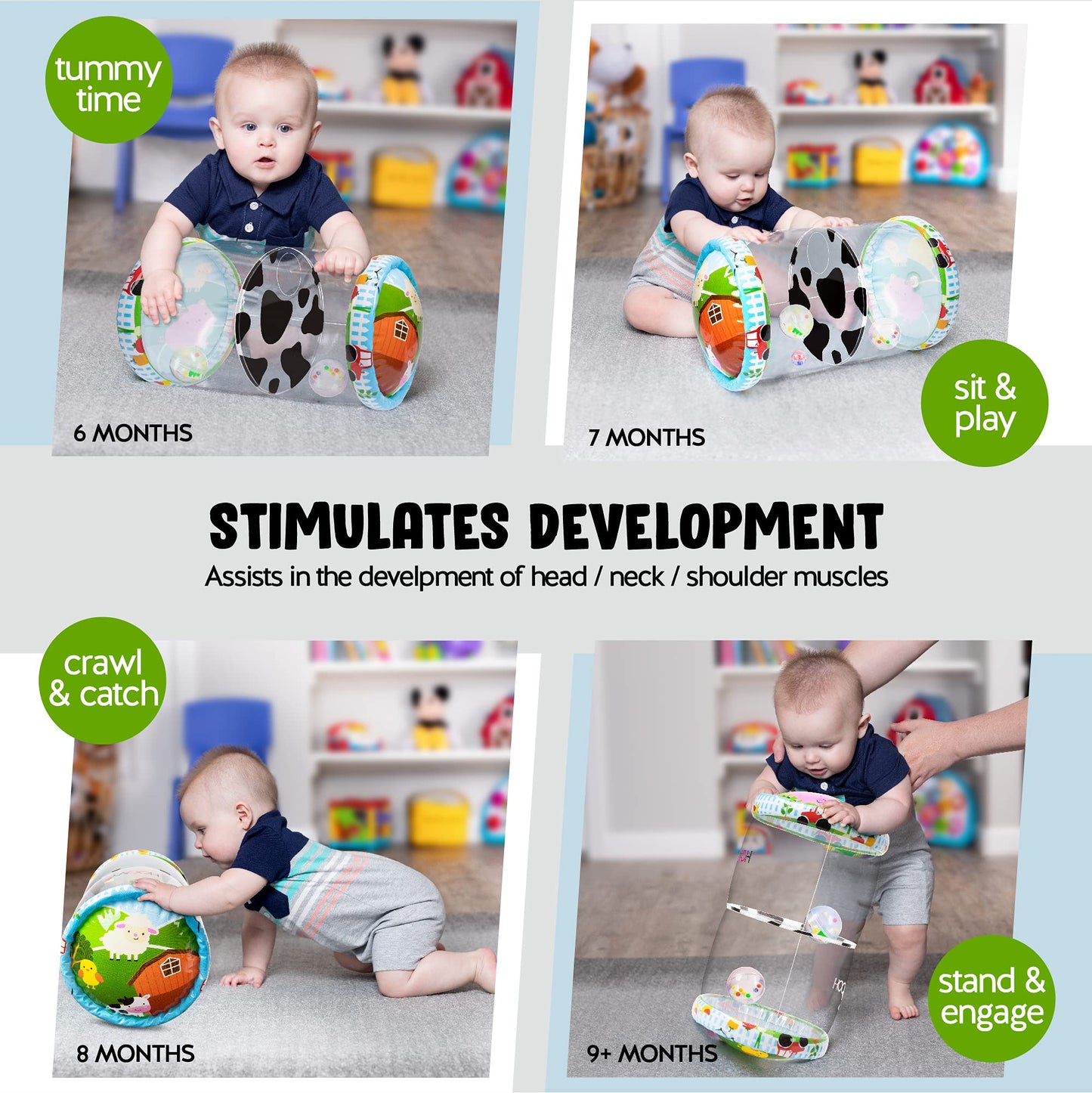 Hoovy Infant Crawling Toys | Toys For Crawling Babies | Crawling Toys For Babies 6-12 Months | Beginner Crawl Along Baby Roller