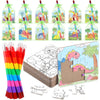 Fullhawl 12 Sets Dinosaur Puzzles for Dinosaur Theme Color Your Own Puzzles DIY Dino Jigsaw Crafts with 12 Stackable Crayons and 12 Bags for Tropical Jungle Gifts Birthday Party Supplies Favors