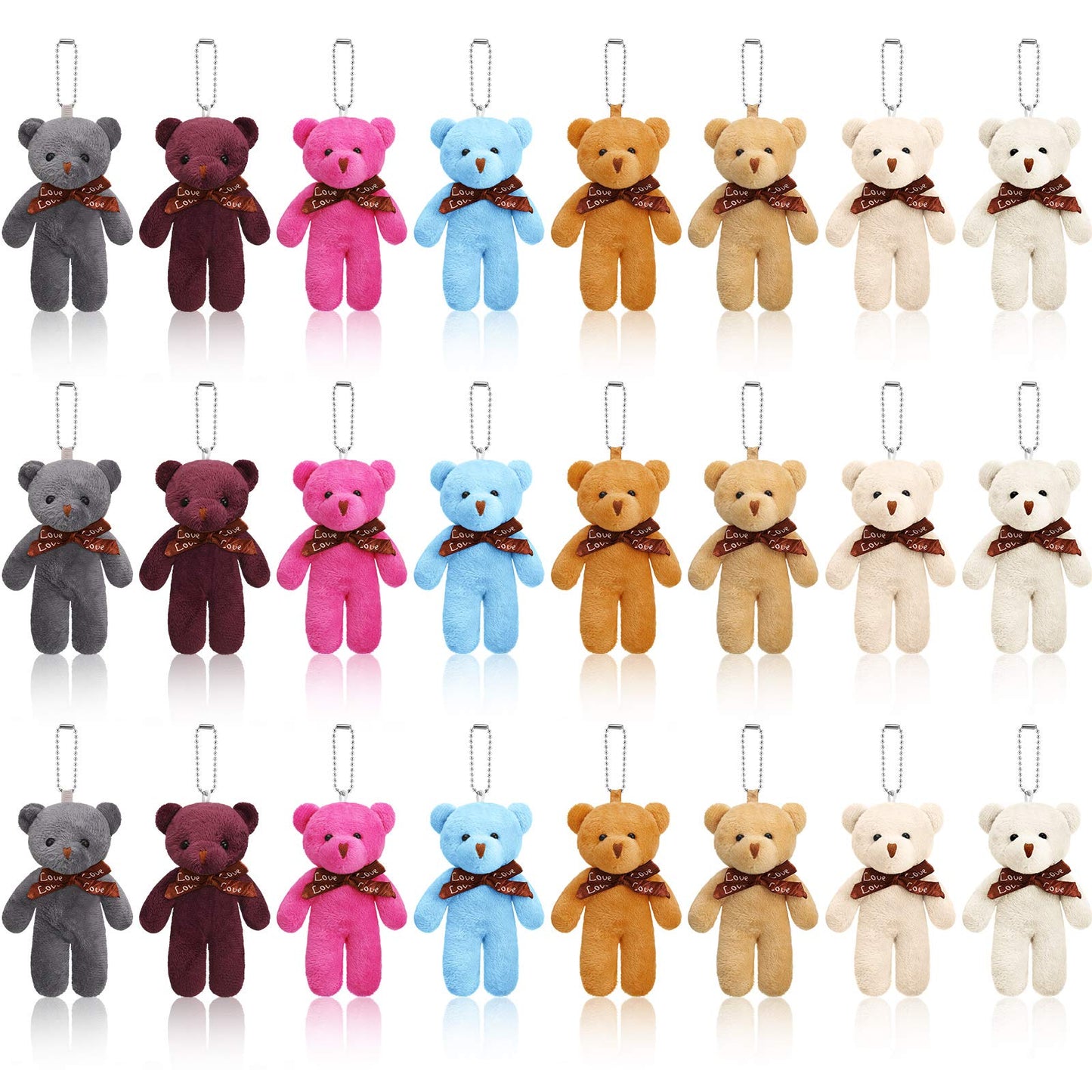 24 Pieces Mini Bears 4.7 Inch Tiny Bears Doll Bulk Soft Mini Stuffed Animals For Diy Keychain For Graduation Birthday Baby Shower Wedding Party Favors (Bright Colors, Classic Style)