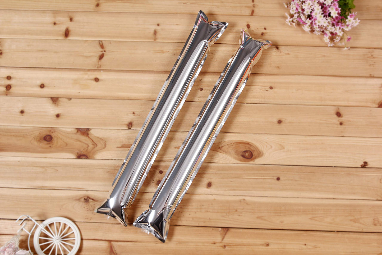 Hooshing 40Pcs Silver Thunder Sticks Inflatable Noisemakers Cheerleading Plastic Clap Hands Outfit For Cheering Party Sport Team